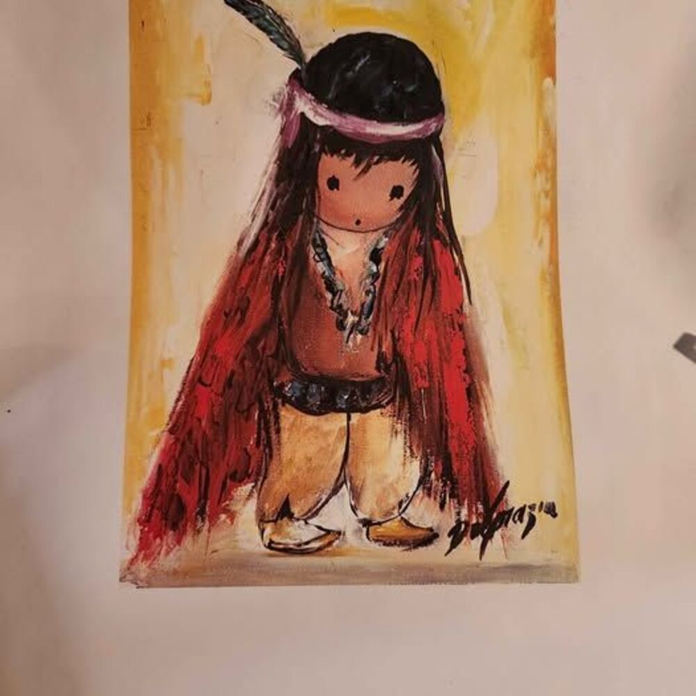 Vintage 1980 Ted DeGrazia Prints Set of 2 - Red Blanket & Feather Dancer - Unfra